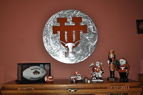 Custom team logo wall art, viscardi designs, University of texas, longhorns, UT, 