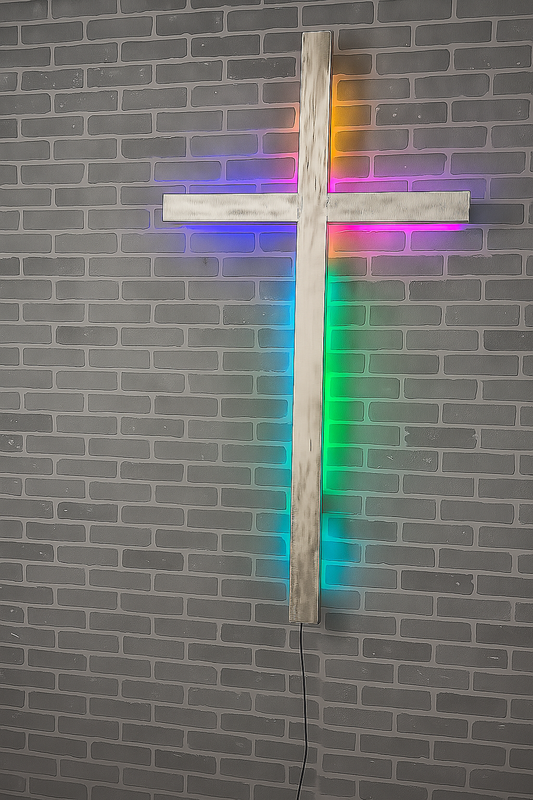 Contemporary aluminum cross with clean edges  Industrial-style aluminum cross for modern churches