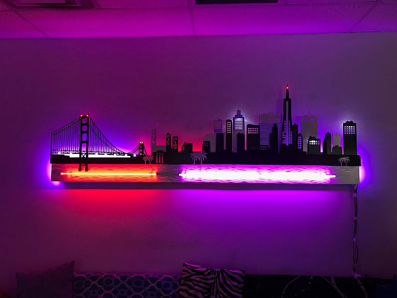 10ft neon & LED san fran sculpture with LED and real neon art sculpture