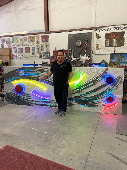 Tony Viscardi with Led neon art sculpture