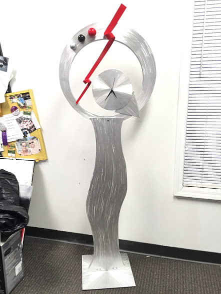 tall standing clock, large clock for home, custom clock, viscardi designs, modern metal clock,