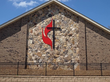 United Methodist Church sign Logo, UMC Cross & Flames sign come in all sizes, church cross, UMC Cross, large cross and flames, lit cross and flames, viscardi designs, tony viscardunited methodist flame and cross design, 13 ft  United Methodist Church UMC, UMC all aluminum cross & flames design, UMC Sculpture,