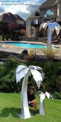 Metal outdoor sculptures, palm tree art, aluminum palm tree sculpture, viscardi designs, tony viscardi, outdoor art by pool, weather proof art work for outdoor use, palm tree art sculpture in aluminum, Palm tree art