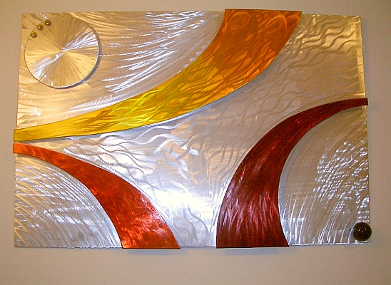 metal wall art, wall art, contemporary art, aluminum metal art, brushed aluminum art wall sculpture