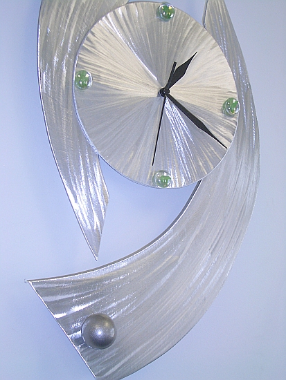 abstract clock, clock, metal clock, aluminum clock